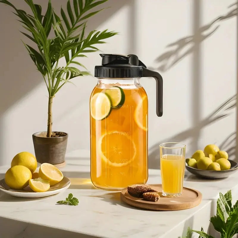 Glass Mason Jar with Lid and Handle.