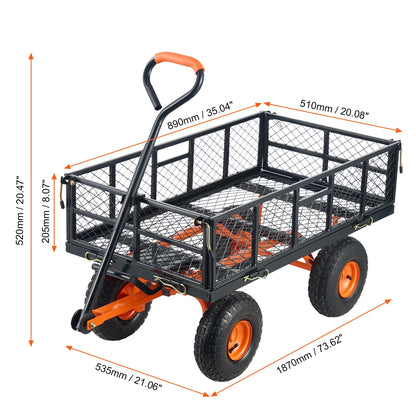 Metal Utility Wagon with 400/880lbs Capacity