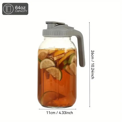 Glass Mason Jar with Lid and Handle.