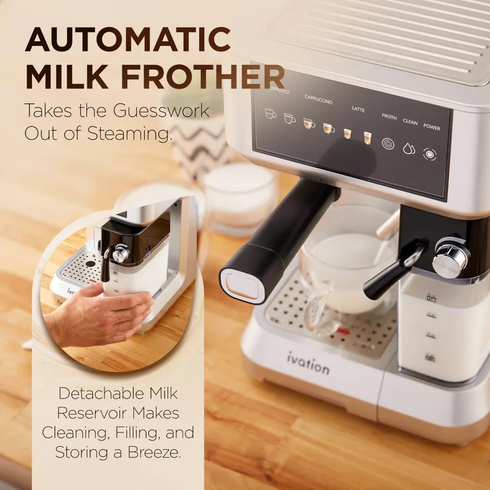 Espresso & Cappuccino Maker w/Milk Frother