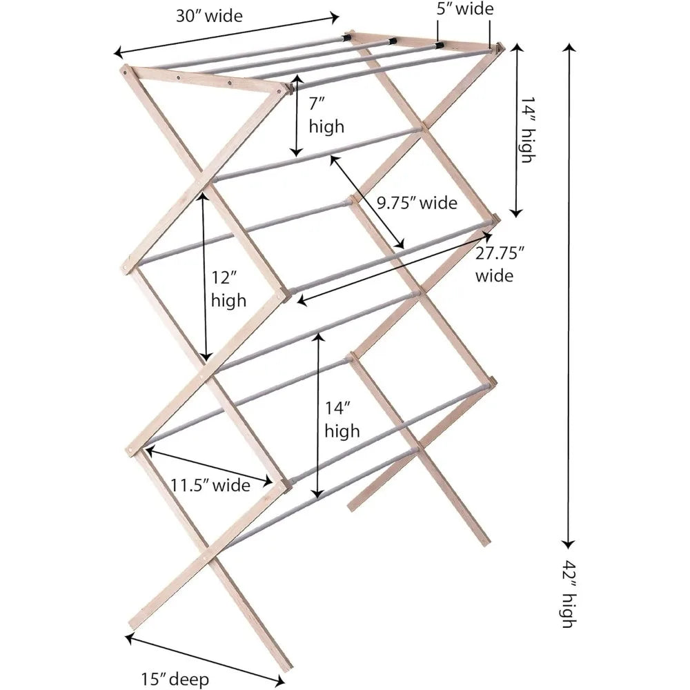 Wooden Clothes Drying Rack for Laundry