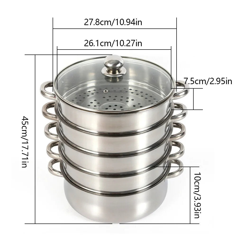 5 Layer Stainless Steel  Steamer Set