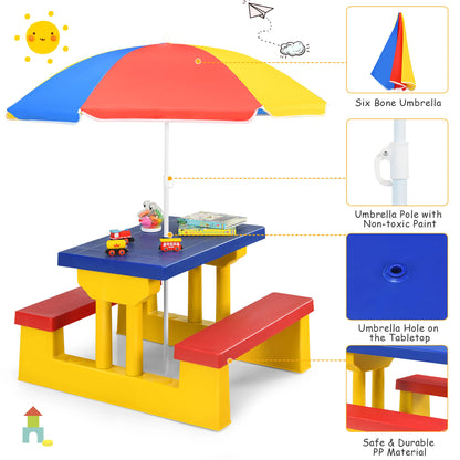 Picnic Table Set W/Removable Umbrella