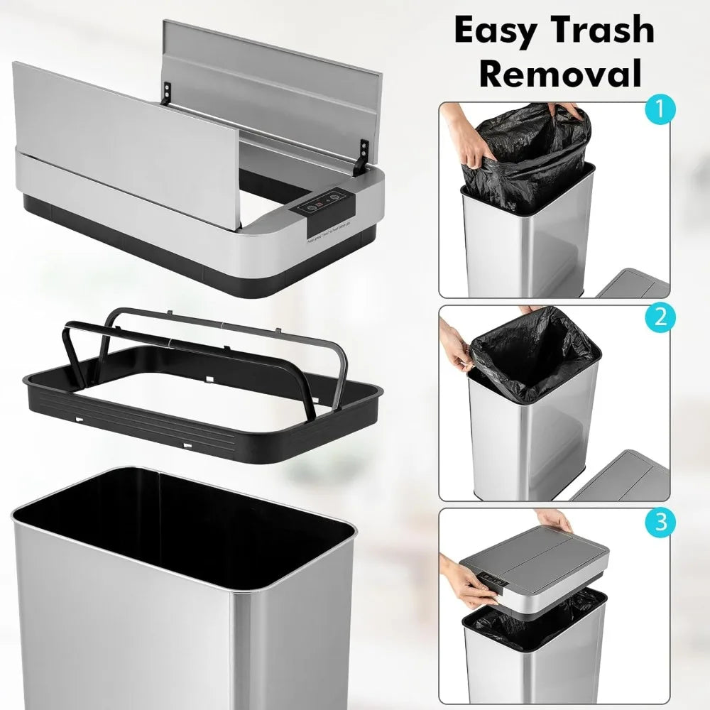 Slim 13.2 Gallon Motion Sensor Garbage Bin