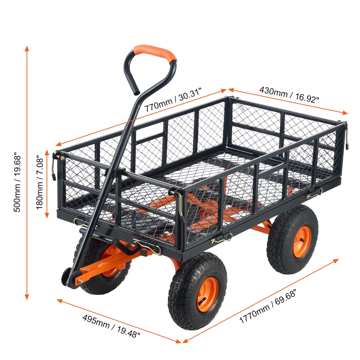 Metal Utility Wagon with 400/880lbs Capacity