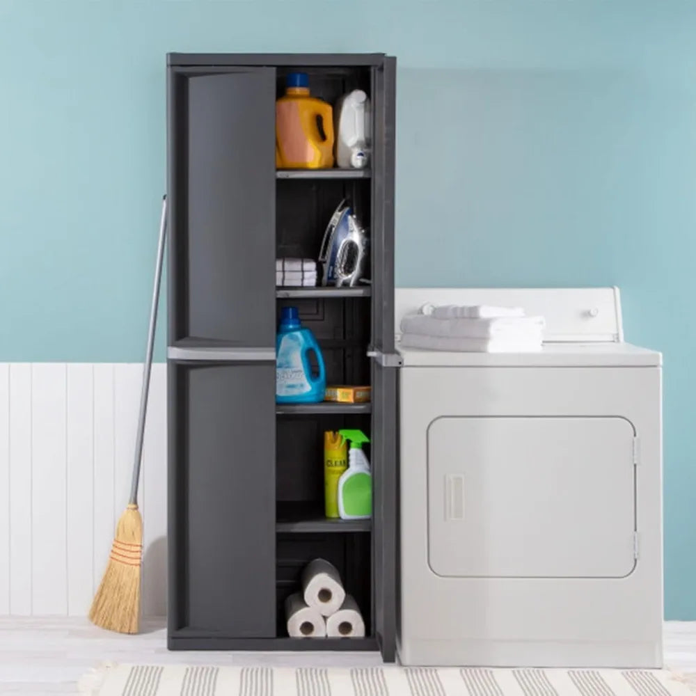 Gray 4 Shelf Cabinet,Lockable Utility Storage