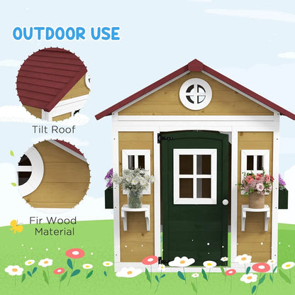 Outdoor Kids Playhouse, Doors, Windows, Planter Pots