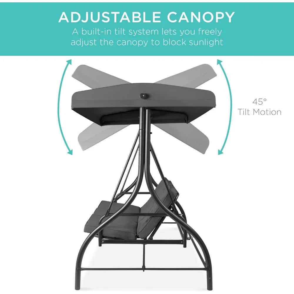 3-Seat Outdoor Canopy Swing Glider.