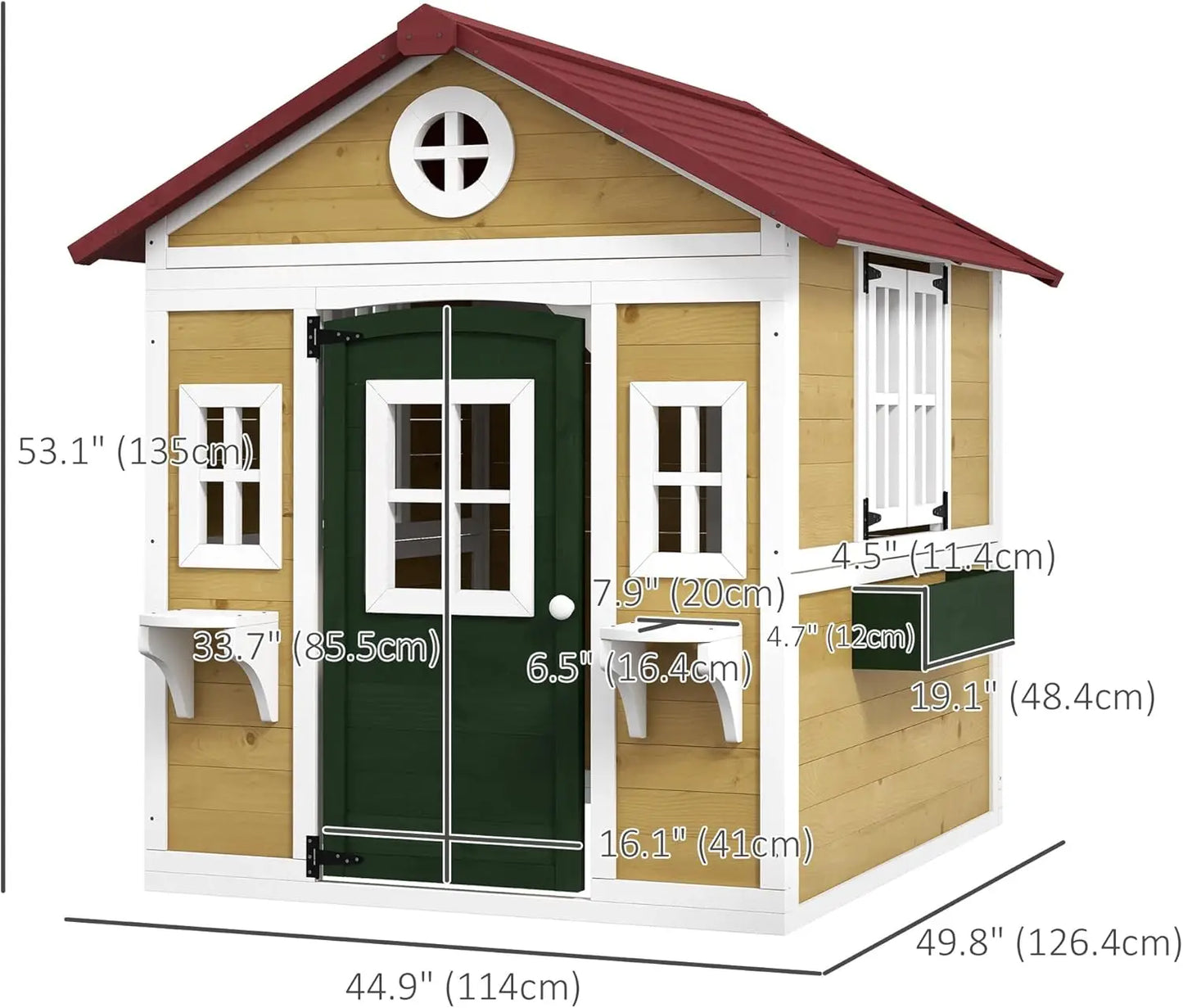 Outdoor Kids Playhouse, Doors, Windows, Planter Pots