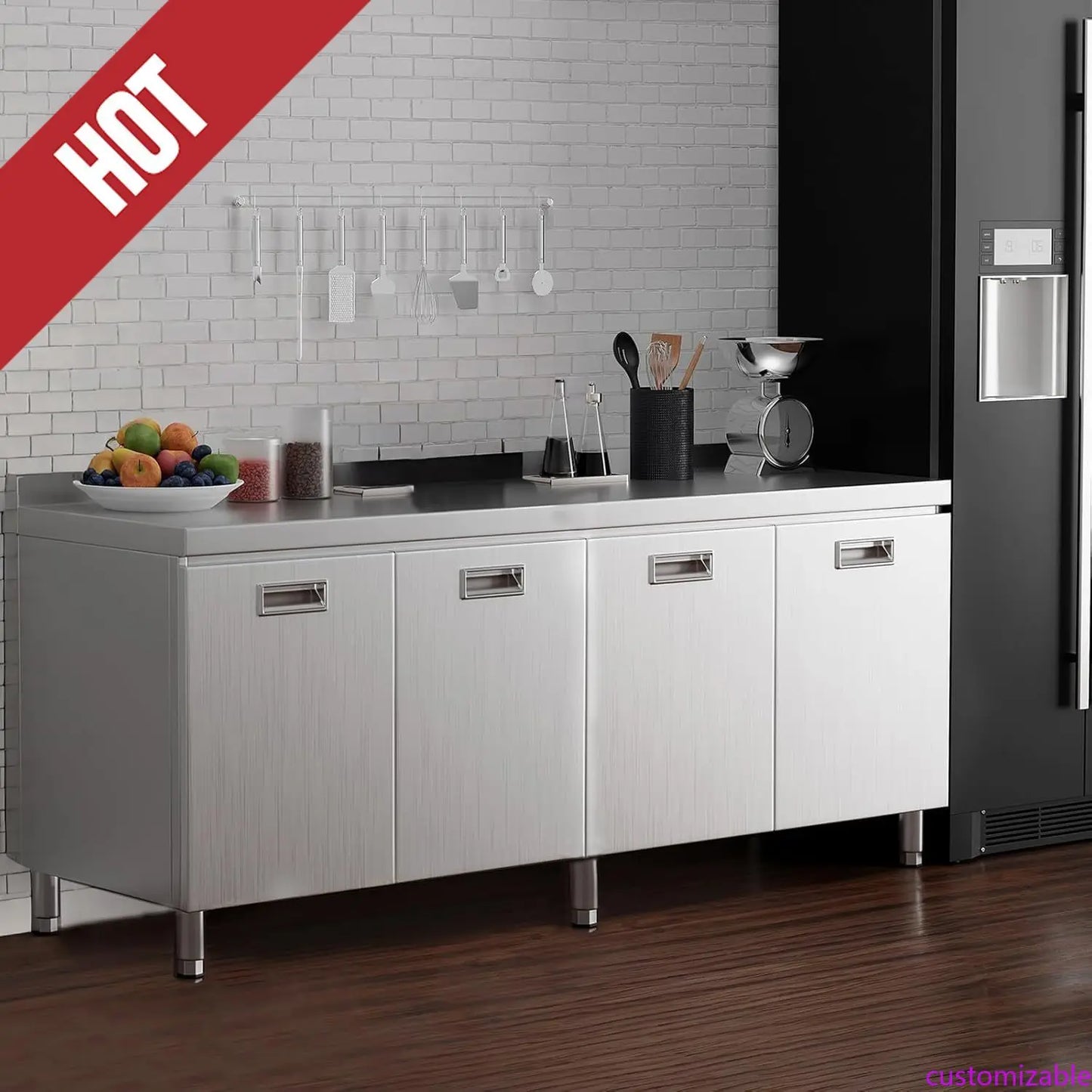 Stainless Steel Prep Table with Cabinet