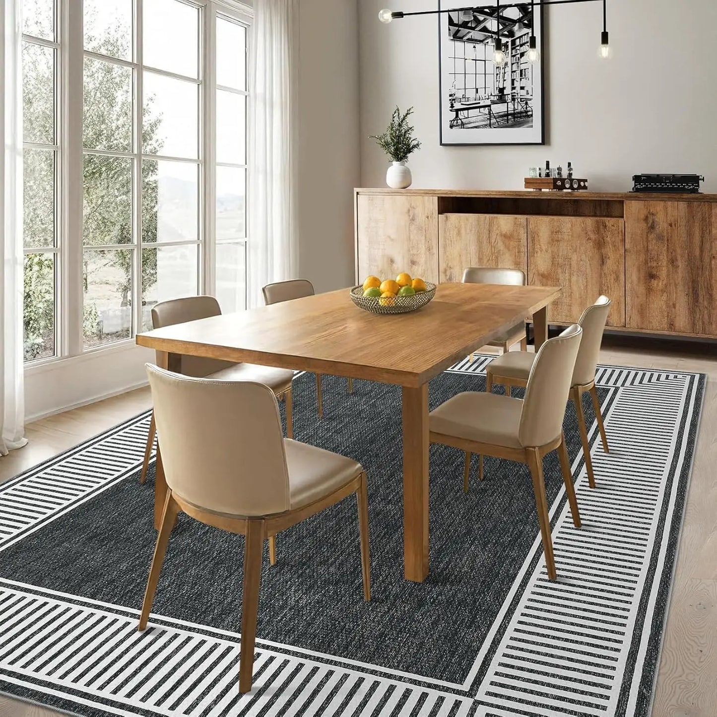 Modern Bordered Accent Rug