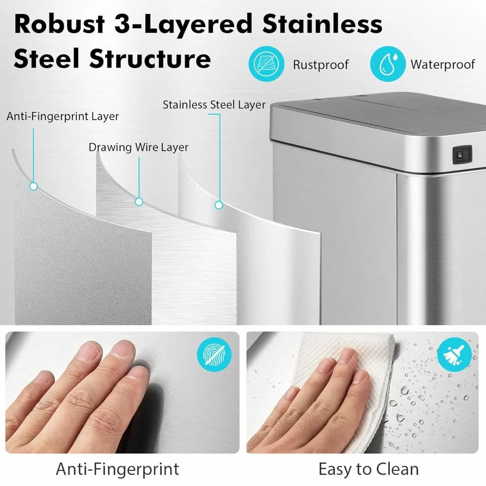 Slim 13.2 Gallon Motion Sensor Garbage Bin