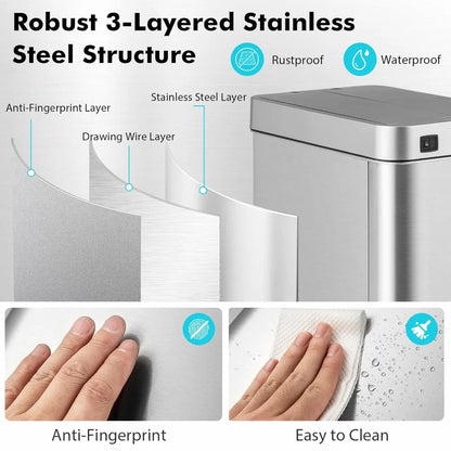 Slim 13.2 Gallon Motion Sensor Garbage Bin