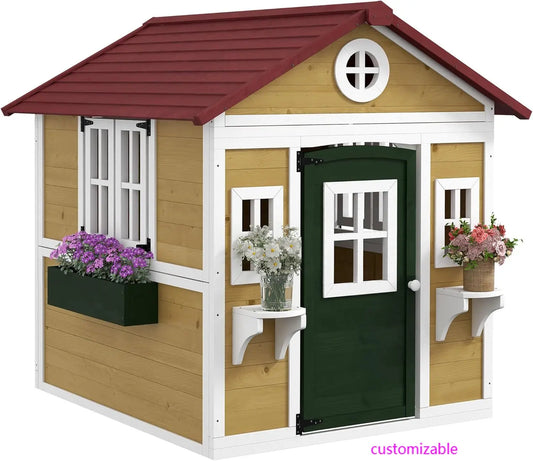 Outdoor Kids Playhouse, Doors, Windows, Planter Pots
