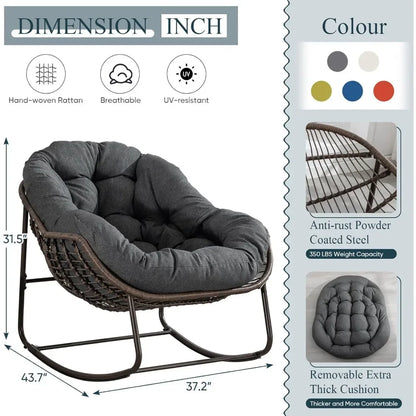 Rocking Chair with Plush Thick Cushion