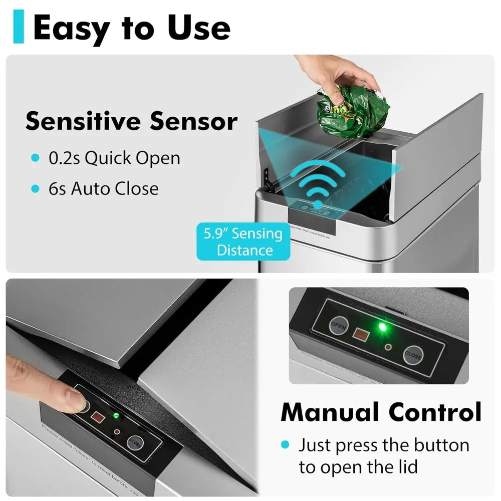 Slim 13.2 Gallon Motion Sensor Garbage Bin