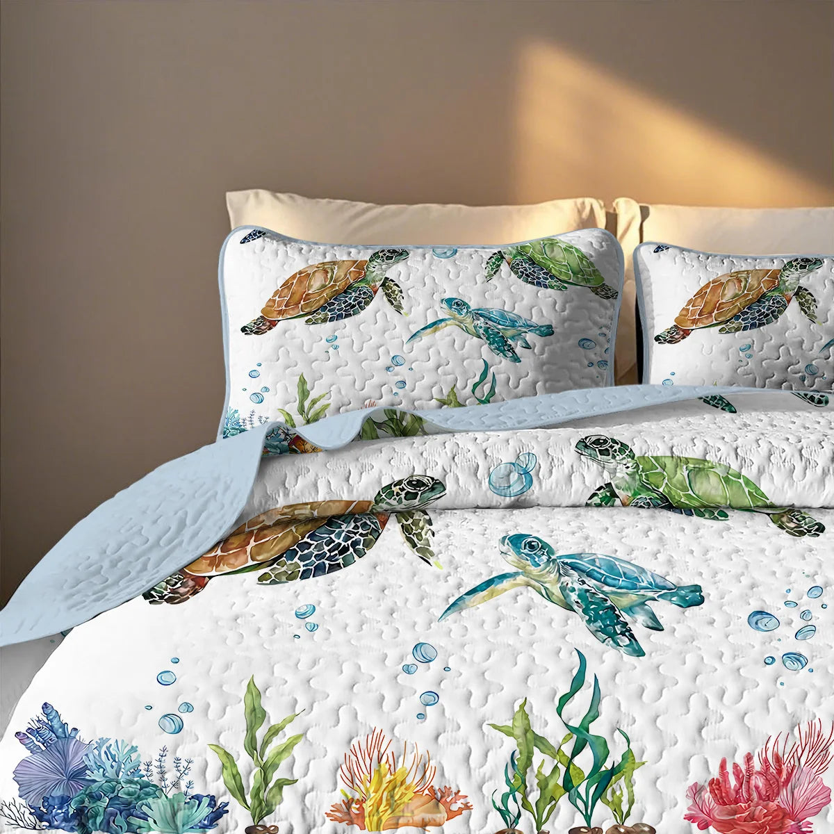 Floral Printed Quilt Set,