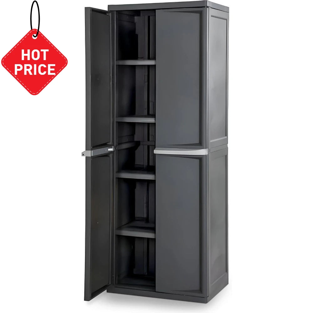 Gray 4 Shelf Cabinet,Lockable Utility Storage