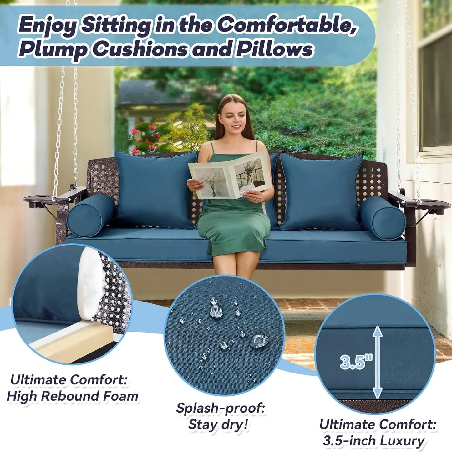 Porch Swing with Three Seats