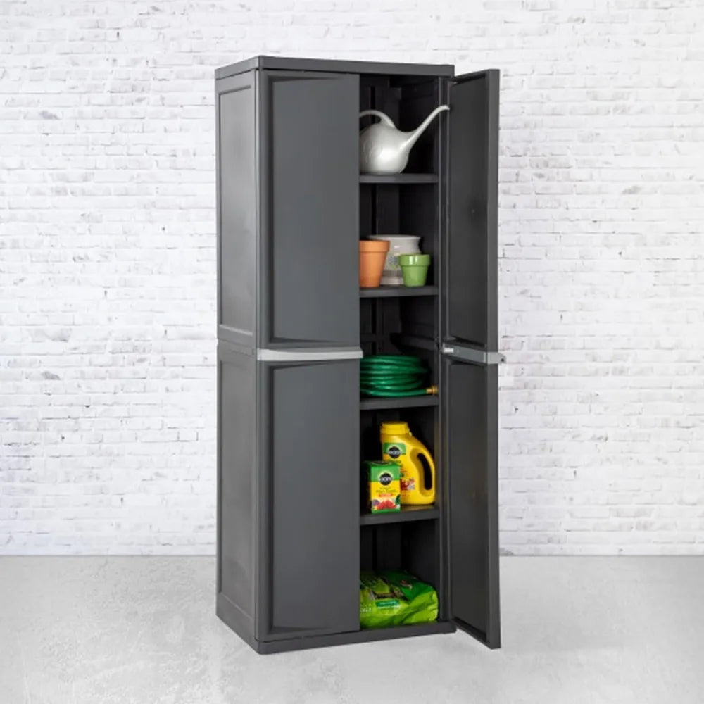 Gray 4 Shelf Cabinet,Lockable Utility Storage