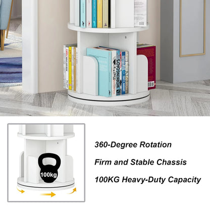 Wood Rotating Corner Book Shelf Organizer