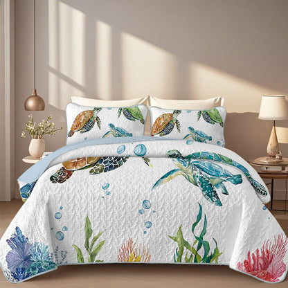 Floral Printed Quilt Set,