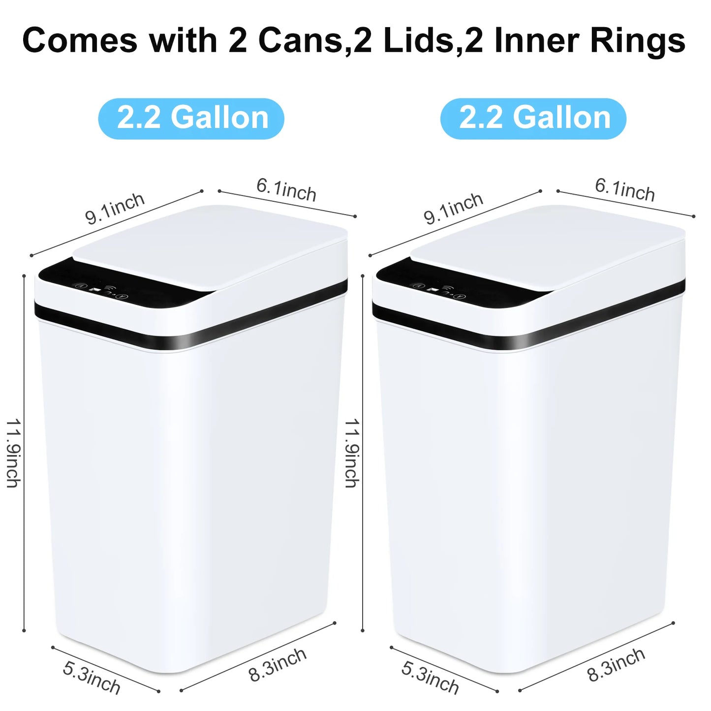 2 Pack 12L Bathroom Automatic Trash Cans