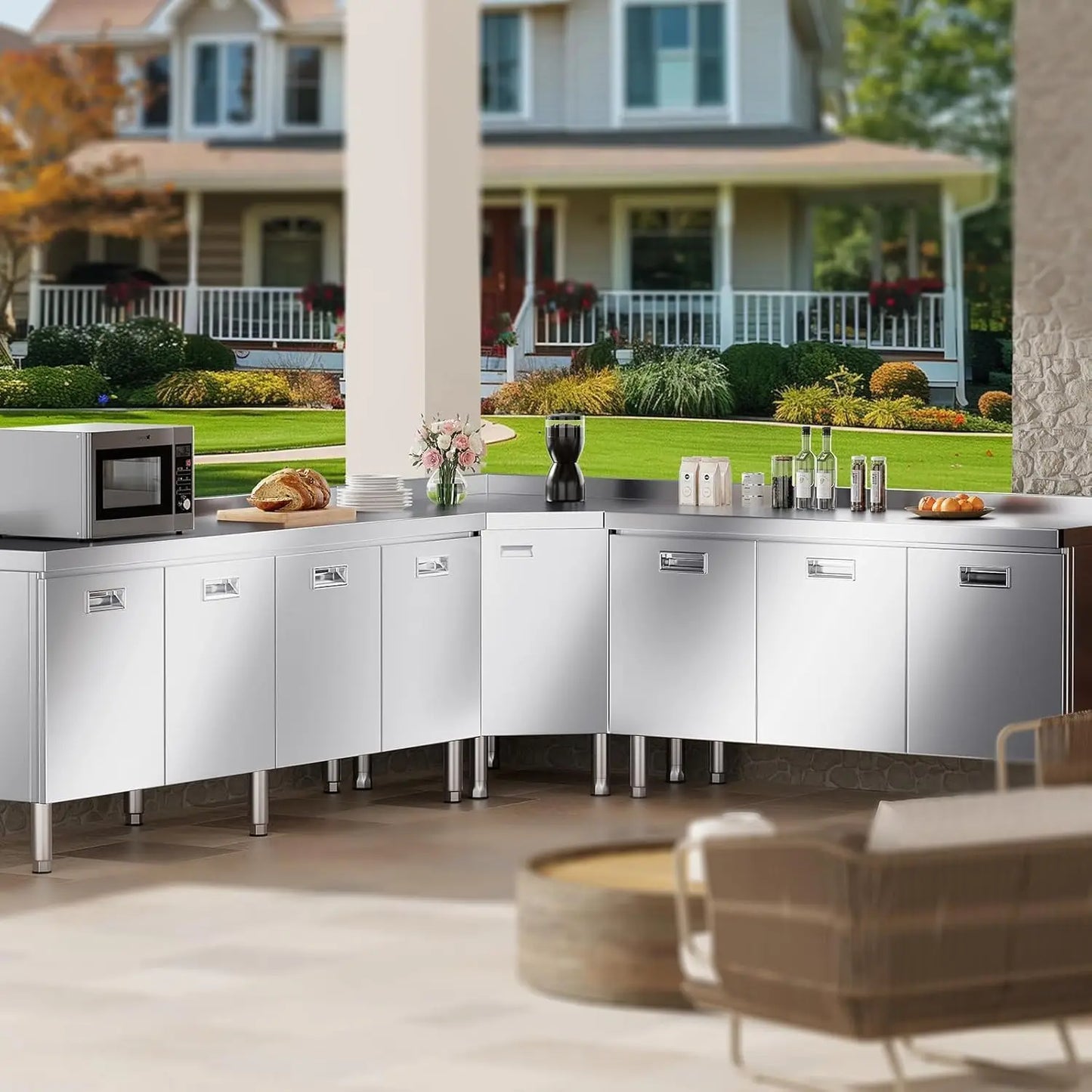 Stainless Steel Prep Table with Cabinet