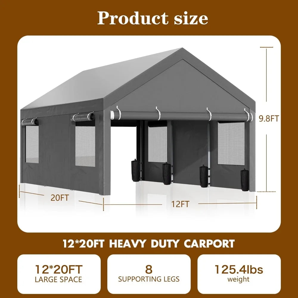 Carport Canopy with Roll-up Windows.