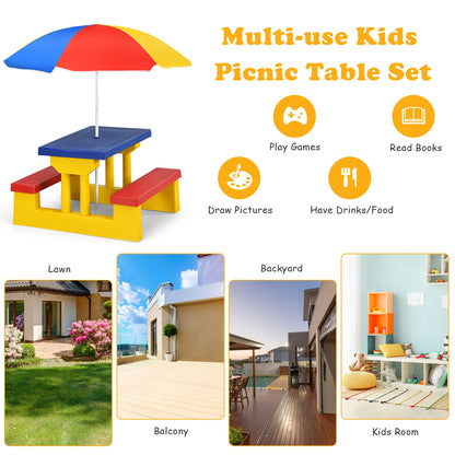 Picnic Table Set W/Removable Umbrella