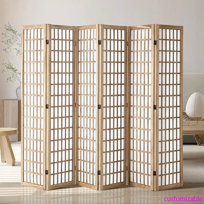 6 Panel Wood Folding Privacy Screen