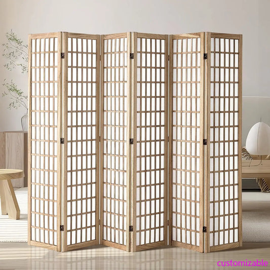 6 Panel Wood Folding Privacy Screen