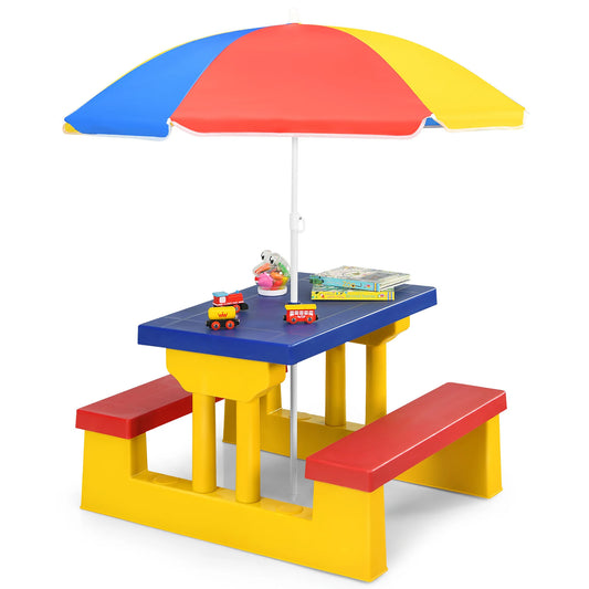 Picnic Table Set W/Removable Umbrella