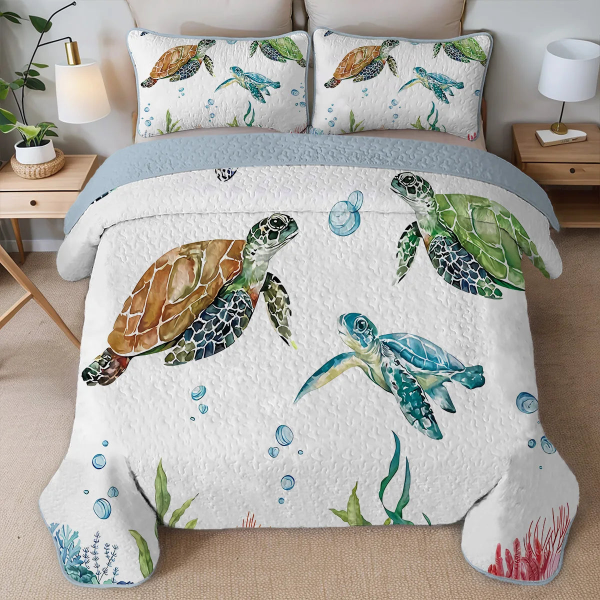 Floral Printed Quilt Set,