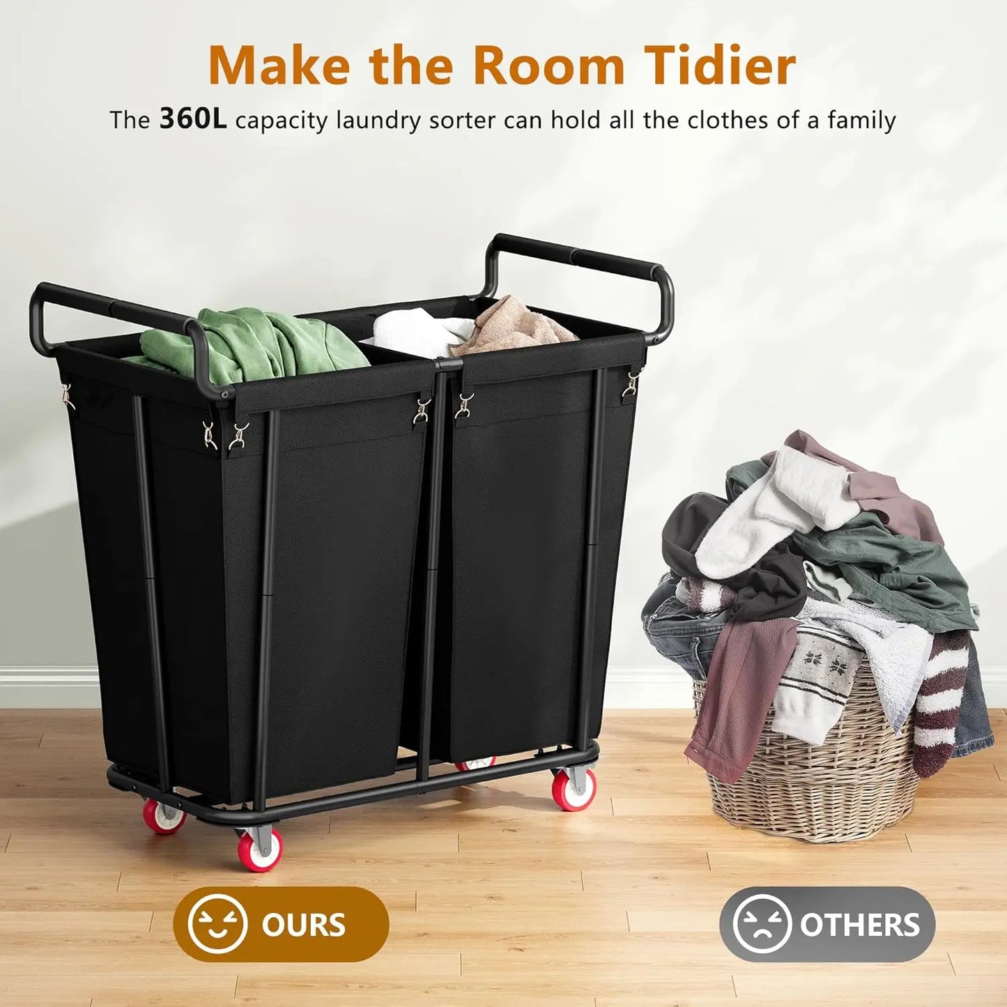 Large laundry hamper with Wheels