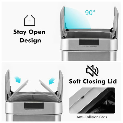 Slim 13.2 Gallon Motion Sensor Garbage Bin