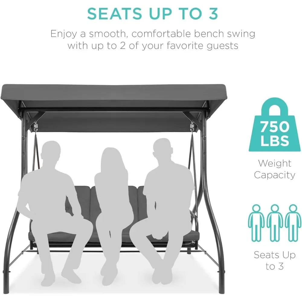 3-Seat Outdoor Canopy Swing Glider.